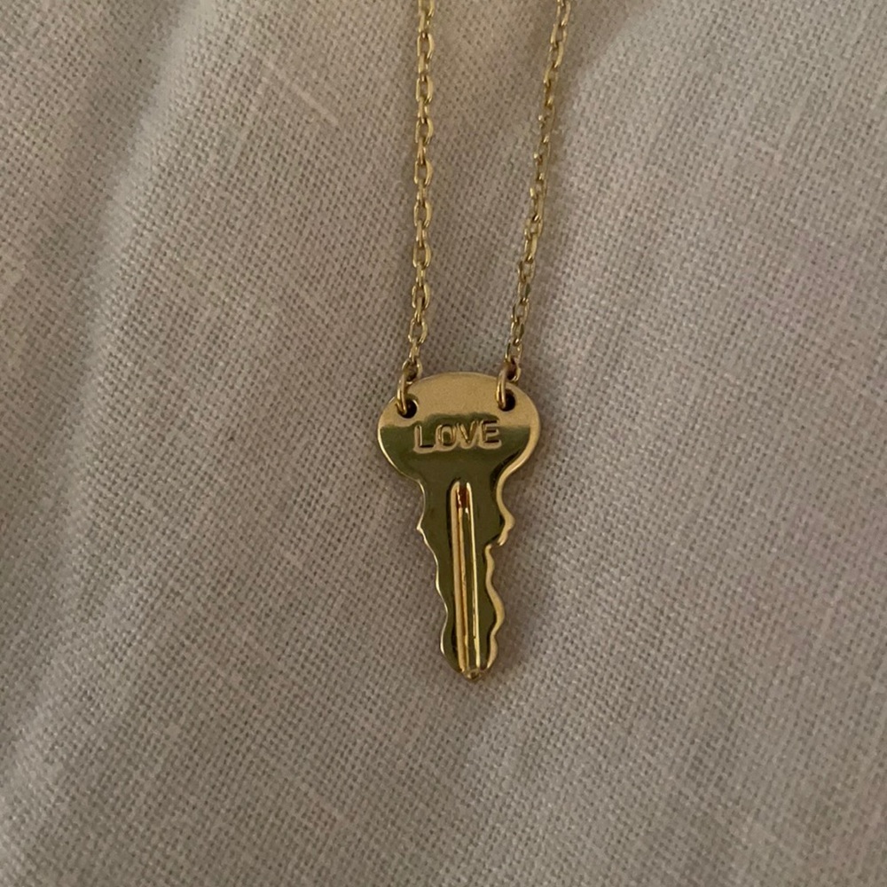 Gold key “love” necklace